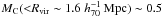 \hbox{$M_{\rm C}({<}R_{\rm vir}\sim1.6 \hhh)\sim 0.5$}