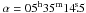 \hbox{$\alpha=05^{\rm h}35^{\rm m}14\fs5$}