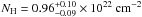 \hbox{$N_{\rm H}=0.96_{-0.09}^{+0.10} \times 10^{22}~ {\rm cm}^{-2}$}