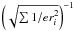 \hbox{$\left( \sqrt{\sum{1/er_i^2}} \right)^{-1}$}