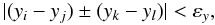 \begin{equation} |(y_i -y_j) \pm(y_k - y_l)| < \varepsilon _y, \end{equation}