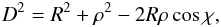 \appendix \setcounter{section}{1} \begin{equation} D^2=R^2+\rho^2-2R\rho\cos\chi, \end{equation}