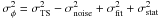 \hbox{$\sigma^2_{\phi} = \sigma^2_{\rm TS} -\sigma^2_{\rm noise}+\sigma^2_{\rm fit} +\sigma^2_{\rm stat}$}