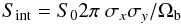\begin{equation} \label{intflux} S_{\rm int}= S_0 2\pi\ \sigma _x \sigma _y /\Omega _{\rm b} \end{equation}
