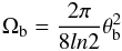 \begin{equation} \label{beam} \Omega _{\rm b} = \frac{2\pi}{8 ln2} \theta _{\rm b} ^2 \end{equation}