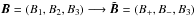 \hbox{$\vec{B}=(B_{1},B_{2},B_{3}) \longrightarrow \tilde{\vec{B}}=(B_{+},B_{-},B_{3})$}