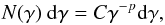 \appendix \setcounter{section}{2} \begin{eqnarray} N(\gamma) \ {\rm d}\gamma=C\gamma^{-p} {\rm d}\gamma, \end{eqnarray}