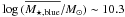 \hbox{$\log\,(\overline{M_{\star, {\rm blue}}}/M_{\odot}) \sim 10.3$}