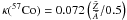 \hbox{$\kappa(^{57}\mbox{Co})=0.072\left(\frac{\bar{Z}}{\bar{A}}/0.5\right)$}