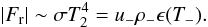 Mathematical equation: \begin{equation} |F_\mathrm{r}|\sim \sigma T_2^4=u_-\rho_-\epsilon(T_-). \end{equation}