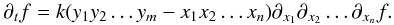 \appendix \setcounter{section}{1} \begin{equation} \partial_t f = k (y_1 y_2\ldots y_m - x_1 x_2\ldots x_n) \partial_{x_1} \partial_{x_2}\ldots \partial_{x_n} f . \label{eqn:diffGen} \end{equation}