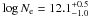 \hbox{$\log N_{\rm e} = 12.1^{+0.5}_{-1.0}$}