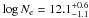 \hbox{$\log N_{\rm e} = 12.1^{+0.6}_{-1.1}$}