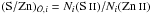 \hbox{$(\Sp/\Zn)_{\obs,i}=N_i(\ion{S}{ii})/N_i(\ion{Zn}{ii})$}