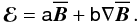 \begin{equation} \vec{\mathcal{E}}=\tens{a}\overline{\vec{B}}+\tens{b}\nabla\overline{\vec{B}}\, . \label{eq:4} \end{equation}