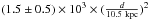 \hbox{$(1.5 \pm 0.5) \times 10^3 \times (\frac{d}{10.5~{\rm kpc}})^2$}