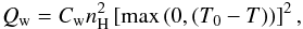 \begin{equation} \label{eq:Qwrm} Q_{\rm w} = C_{\rm w} n_{\rm H}^2 \left[\max \left( 0,(T_0-T) \right)\right]^2, \end{equation}