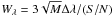 \hbox{$W_{\lambda} = 3 \sqrt{M} \Delta\lambda / (S/N)$}