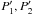 \hbox{$P'_1, P'_2$}