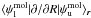 \hbox{$\langle \psi^\mathrm{mol}_{\rm l} | {\partial}/{\partial R} | \psi^\mathrm{mol}_{\rm u} \rangle_{\vec r}$}