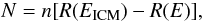 \begin{equation} N=n[R(E_{\rm ICM})-R(E)], \label{range} \end{equation}