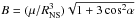 Mathematical equation: \hbox{$B = (\mu / R_{\rm NS}^3)\sqrt{1 + 3 \cos^2\!\alpha}$}