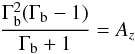 Mathematical equation: \appendix \setcounter{section}{1} \begin{eqnarray} \frac{\Gamma_{\rm b}^2(\Gamma_{\rm b}-1)}{{\Gamma_{\rm b}+1}}= A_z \end{eqnarray}