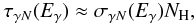 Mathematical equation: \appendix \setcounter{section}{2} \begin{eqnarray} \tau_{\gamma N}(E_\gamma)\approx \sigma_{\gamma N}(E_\gamma)N_{\rm H}, \end{eqnarray}