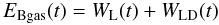 Mathematical equation: \begin{equation} E_{\rm Bgas}(t)=W_{\rm L}(t)+W_{\rm LD}(t) \end{equation}
