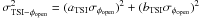Mathematical equation: \hbox{$\sigma_{{\rm TSI}-\phi_{\rm open}}^2 = (a_{\rm TSI}\sigma_{\phi_{\rm open}})^2 + (b_{\rm TSI}\sigma_{\phi_{\rm open}})^2$}