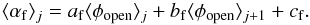 Mathematical equation: \begin{equation} \alphafj =a_{\rm f} \openj + b_{\rm f} \openjj + c_{\rm f}. \label{IMeq23} \end{equation}