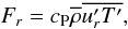 Mathematical equation: \begin{equation} F_r=c_{\rm P} \mean{\rho}\mean{u_r' T'}, \label{equ:cFlux} \end{equation}