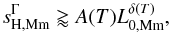 Mathematical equation: \begin{equation} s_\mathrm{H,Mm}^\Gamma \gtrapprox A(T)L_{0,\mathrm{Mm}}^{\delta(T)}, \label{Eq:sH_Winebarger03} \end{equation}