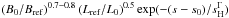 Mathematical equation: \hbox{$\left(B_0/B_\mathrm{ref}\right)^{0.7 {-} 0.8} \left(L_\mathrm{ref}/L_0\right)^{0.5} \exp(-(s-s_0)/s_\mathrm{H}^\Gamma)$}