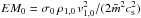Mathematical equation: \hbox{$EM_0= \sigma_0\, \rho_{1,0}\, v_{1,0}^{2}/(2 \bar{m}^2 c_{\rm s}^2)$}