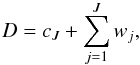 Mathematical equation: \appendix \setcounter{section}{1} \begin{equation} D = c_J + \sum_{j=1}^J w_j, \end{equation}