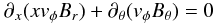 Mathematical equation: \begin{equation} \label{eq:bc} \partial_x(x v_\phi B_r) + \partial_\theta(v_\phi B_\theta) = 0 \end{equation}