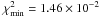 Mathematical equation: \hbox{$\chi^{\rm 2}_{\rm min}=1.46\times10^{\rm -2}$}