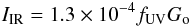 Mathematical equation: \begin{equation} \Iir=1.3\times10^{-4} \fuv\go \end{equation}