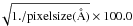 Mathematical equation: \hbox{$\!\sqrt{1./ {\rm pixel size (\AA)}}\times 100.0$}