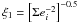 Mathematical equation: \hbox{$\xi_1 = \left[ \Sigma e_i^{-2} \right]^{-0.5}$}