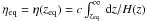 Mathematical equation: \hbox{$\eta_{{\rm eq}}=\eta(z_{{\rm eq}})=c\int_{z_{{\rm eq}}}^\infty \, {\rm d}z/H(z)$}