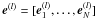 Mathematical equation: \hbox{${\vec e}^{(l)}=[{\vec e}^{(l)}_1,\dots,{\vec e}^{(l)}_N]$}