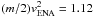 Mathematical equation: \hbox{$(m/2)v_{\rm ENA}^{2}=1.12$}