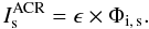 Mathematical equation: \begin{equation} I_{\rm s}^{\rm ACR}=\epsilon \times \Phi _{\rm i,\,s}. \end{equation}