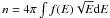 Mathematical equation: \hbox{$n=4\pi \int f(E)\sqrt{E}{\rm d}E$}