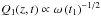 Mathematical equation: \hbox{$Q_1 (z,t) \propto \omega\left( t_1 \right)^{-1/2}$}
