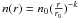 Mathematical equation: \hbox{$ n(r) = n_0 (\frac{r}{r_0})^{-k}$}