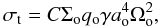 Mathematical equation: \begin{equation} \sigma_{\rm t}=C\Sigma_{\rm o} q_{\rm o} \gamma a_{\rm o}^4 \Omega_{\rm o}^2, \label{eq:sigmat} \end{equation}