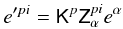 Mathematical equation: \begin{equation} \label{eq:gme-deriv-KZe} e'^{pi}=\tens{K}^{p}\tens{Z}_{\alpha}^{pi}e^{\alpha} \end{equation}